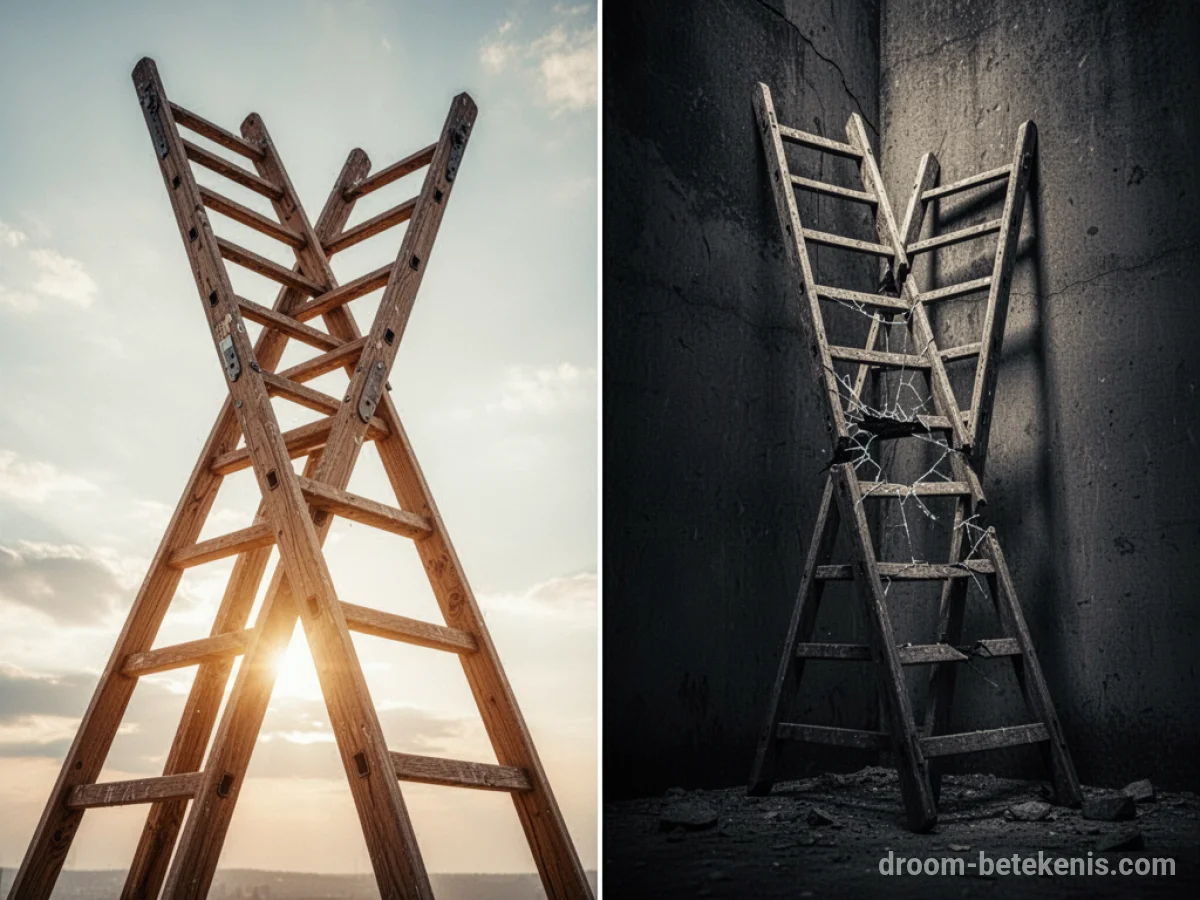 Gedetailleerde droominterpretatie: Verschillende scenario's met Ladder in de droom