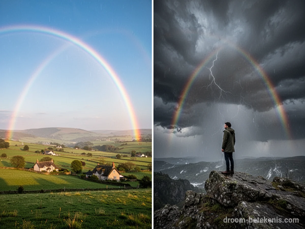 Gedetailleerde droominterpretatie: Verschillende scenario's met Regenboog in de droom